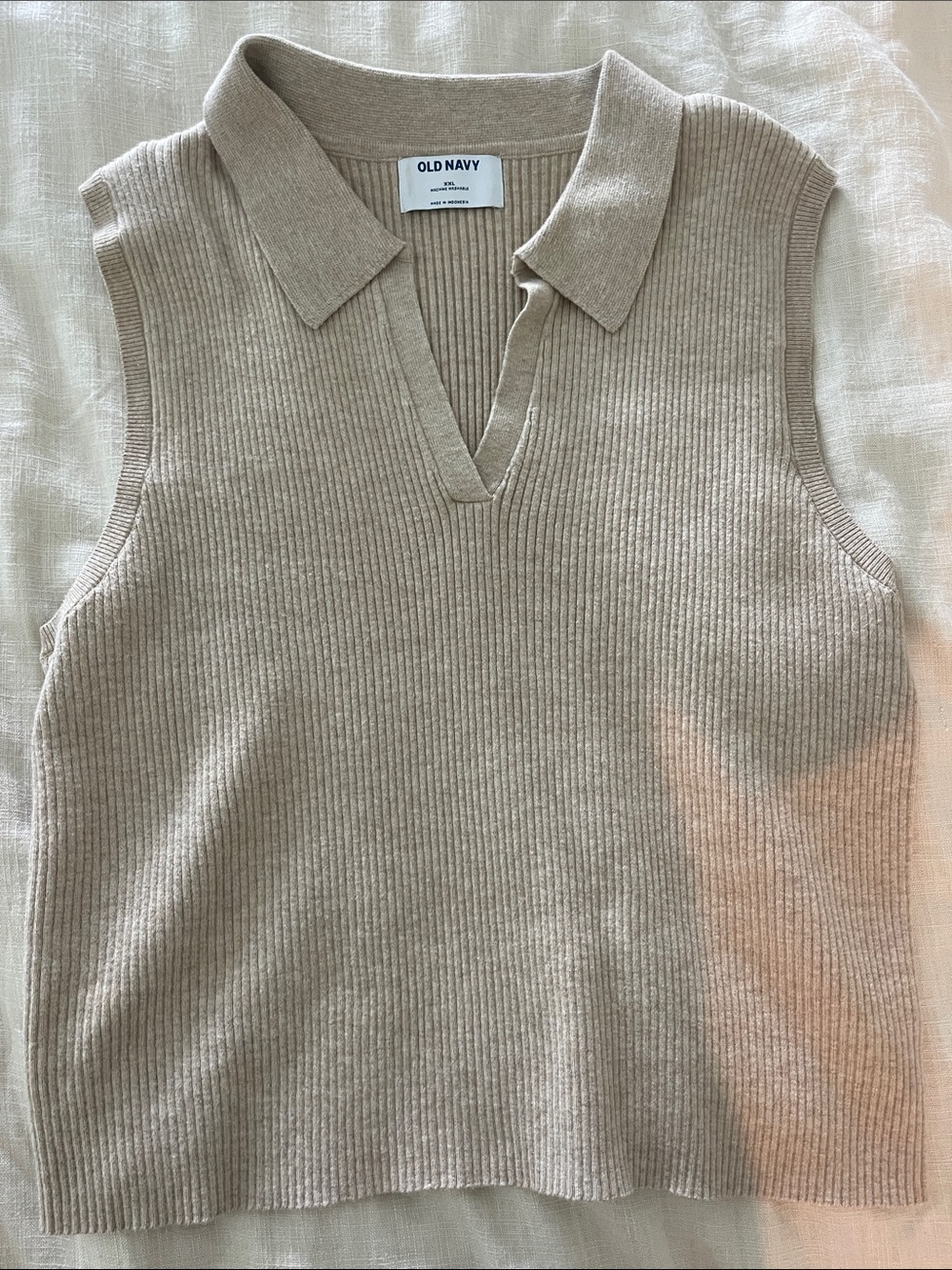 Old Navy Beige Ribbed Sleeveless Sweater Vest